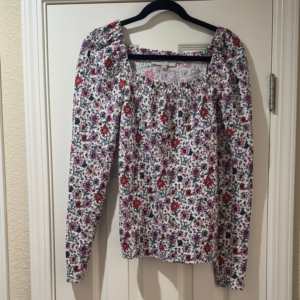 LOFT Multicolor Floral Long Sleeve Top